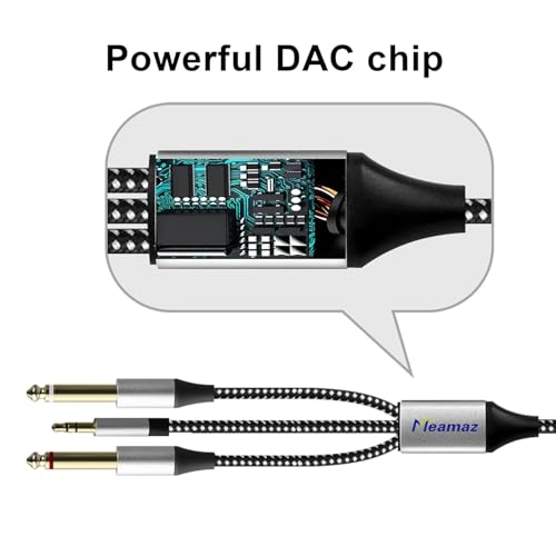 Cable Auxiliar 3.5mm a 6.35mm USB-C 2m con DAC Hi-Fi miniatura 4