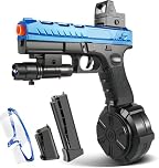 Splatter Ball Gun Automatic, Gel Ball Blaster Gun Full-auto and semi-auto with Goggles, Long Range Blowback Pistol for Shooting Team Games Outdoor Activities Ages 8+ (Blue)