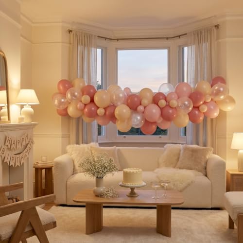 Image of Dusty Pink Balloons, 50 Pcs for Girls Birthday Baby Shower Wedding Party | 12 Inch Blush Light Pink Apricot Clear Latex Balloons for Bridal Shower Valentine Day Engagement Ballet Party Decorations