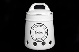 "Heart Of The Home" White Onion Jar Storage Pot