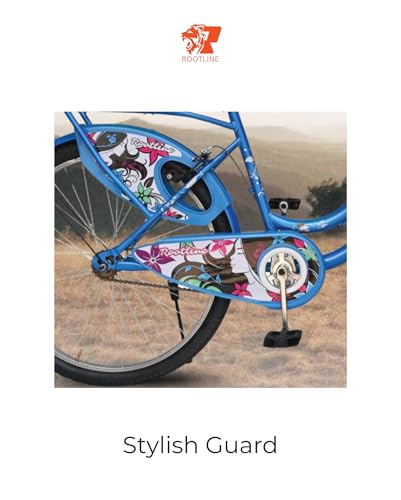 Image of ROOTLINE Alexa Dark Blue Bicycle For Girls /Women With Front Basket And Integrated Carrier | Road Bike | BCP Rim & Handle (Alexa Dark Blue), Frame Size- 18 Inch