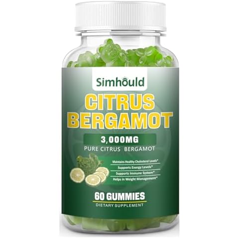 1 Pack Citrus Bergamot Gummies -3000MG Citrus Bergamot Extract Cholesterol Lowering Supplement for lmmune Support Healthy Anti-Aging, Hight Cholesterol Sugar-Free Vegan Gummy 60 Counts Lime Flavor Cover
