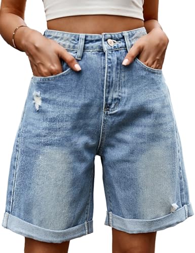 Short en jean décontracté taille haute femme confortable style baggy
