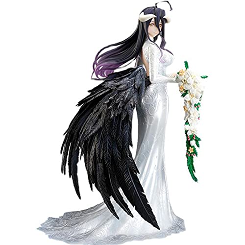 Akazan 25cm Japanese Anime Figure Overlord III Albedo Wedding Dress Flower Ball Pure White Devil Elegant Girl PVC Figure Toys Limited Edition Doll Gift Model Decoration - 