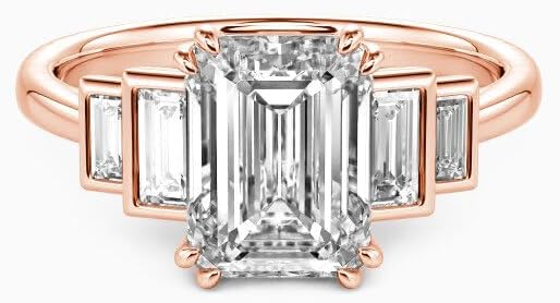 1.46-3.46 Carat Emerald Cut Moissanite/Lab Grown Diamond Engagement Ring Diamond Wedding Ring for Women in 925 Sterling Silver/10K/14K/18K Solid Gold