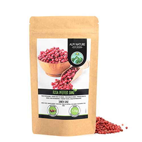 Pfeffer rosa ganz (125g), Pfefferkörner rosa 100% naturrein, Beerenpfeffer natürlich ohne Zusätze, vegan, Rosa Pfeffer Cover