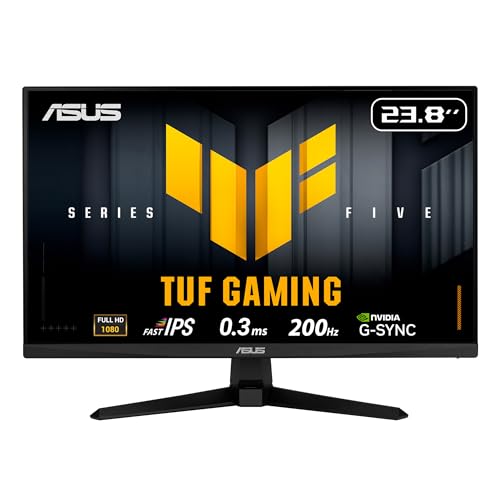 ASUS TUF Gaming VG249Q5A - Monitor de 23,8 Pulgadas, Panel Full HD Fast-IPS, 200 Hz, 0,3 ms, Compatible con G-Sync, AMD FreeSync Premium, ELMB Sync, 99% sRGB, DisplayWidget Center, Gaming AI