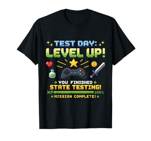 Test Day Level Up Funny Gamer Student State Testing T-Shirt