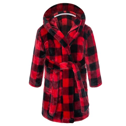 Image of Boys Girls Bathrobes,Toddler Boy Girl Robes,Children's Plush Soft Coral Fleece Hooded Pajamas Sleepwear for Kids