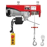 TEENO Polipasto eléctrico de 1200 W, sobrecarga, elevador, cabrestante eléctrico, 220 V, suspensión simple y doble300 kg, 600 kg, 6 m/min, 12 m/min, rojo (300 KG/600 KG)