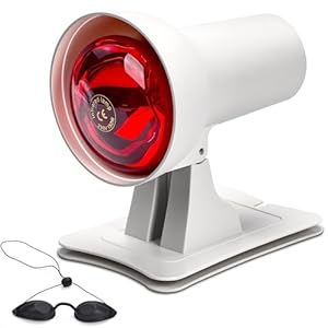 BOOTEEK Infrarotlampe 150W Infrarot Wärmestrahler mit 3 Stufen Timer, Einstellbarer Temperatur & 90° Einstellbarer Winkel, Rotlicht Infrarotlampe für entspannende Muskelermüdung, nklusive Schutzbrille