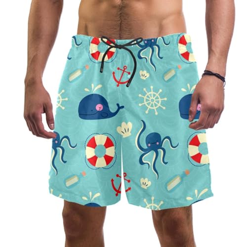 Swim shorts homme baleines pieuvres maillot de bain