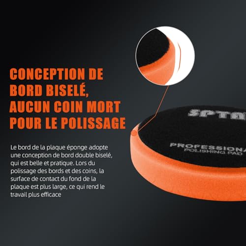 Buffing Polishing Pads, SPTA 5Pcs 3.5 Inch Face for 3 Inch 76mm Backing Plate Mix Cutting force Buffing Pads Cutting Polishing Pad Kit For Car Buffer Polisher Compounding,Polishing, Waxing -FPTFS3-MIX