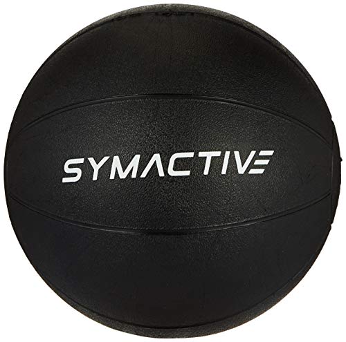 Image of AmazonBasics 13mm Extra Thick Yoga and Exercise Mat with Carrying Strap, Steel and Amazon Brand - Symactive Medicine Ball, 4kg Combo