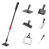 Filhome 6 in 1 Aquarium Cleaning Tool Kit Fish Tank Algae Scraper, Sponge Pad, Fish Net, Gravel Rake and Cleaning Brush with Telescopic Long Handle