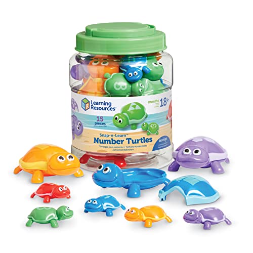 Image of Learning Resources Number Turtles Set - 15 Pieces, Ages 18+ Months, Fine Motor Toys for Toddlers, Counting, Color & Sorting for Kids