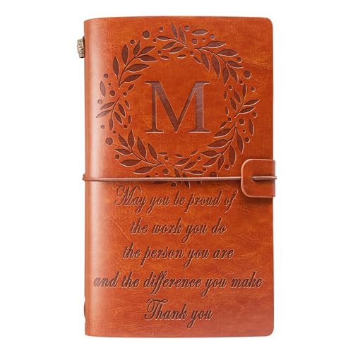 Filten Thank You Gifts Monogrammed Initial Leather Journal Make a Difference Notebook Inspirational Gifts Appreciation Gifts Employee Boss Pastor Volunteer Nurse Doctors Teacher Coworkers for Women