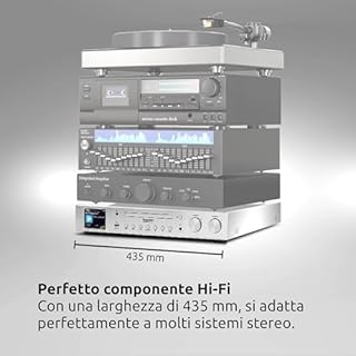 TechniSat DIGITRADIO 143 CD (V3) - Sintonizzatore HiFi digitale, radio internet (DAB+,FM, ricezione Bluetooth, Spotify, lettore CD, WLAN, larghezza 43,5 cm, controllo tramite app, telecomando) Argento