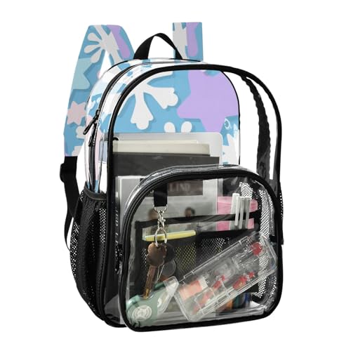 Cartoon Cute Star Snowflake Blue Kids Clear Backpack Clear Bookbag For Girls Boys Seethrough PVC Bag2