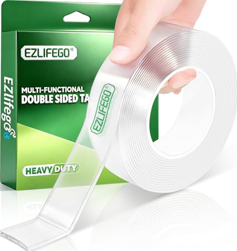 EZlifego Double Sided Tape Heavy Duty, Nano Double Sided Adhesive Tape, Clear Mounting Tape Picture Hanging Adhesive Strips (9.85FT)