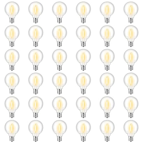 GvvooHome 36 Pack G40 LED Replacement Bulbs, Shatterproof 1 Watt E12 LED Bulb for Outdoor Patio...