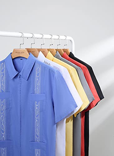 Mens Casual Shirts Guayabera Short Sleeve Zipper Cuban Shirts Mexico Style2