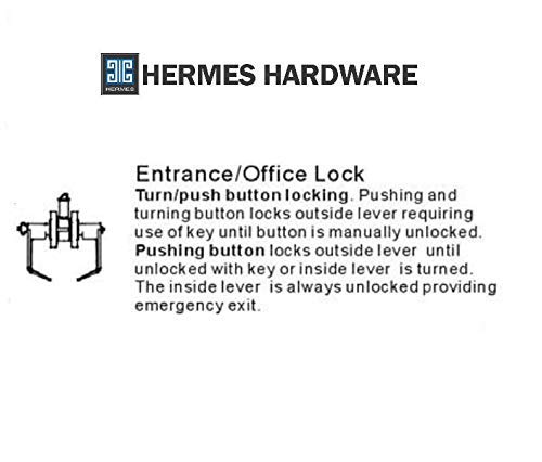 Hermes Hardware Grade 2 Commercial Light Duty Door Lever Lock Set, Entry/ Keyed Function, Ul Fire Rated 3H #TOP2
