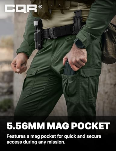 Image of CQR Men's Flex Ripstop Tactical Pants, Water Resistant Stretch Cargo Pants, Lightweight EDC Hiking Work Pants