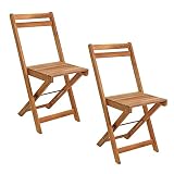ESTEXO Gartenstühle Holzstühle Klappstühle 2er Set Akazienholz Stuhlset ohne Armlehne Balkonstühle Terrasse Holz Akazie