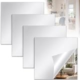 Forhandy 4pcs Klebespiegel 30x30 cm, 3mm Acryl Spiegelfliesen Selbstklebend