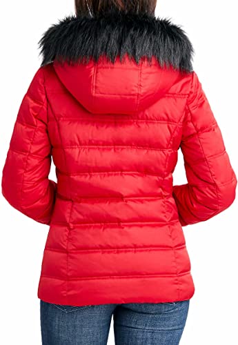Nautica Womens Faux Fur Trim Hooded Midweight Puffer Jacket4