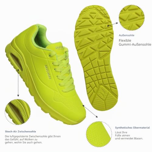 Skechers Herren Uno Stand On Air Turnschuhe, Lime Durabuck/Trim, 42 EU – Ansicht 4