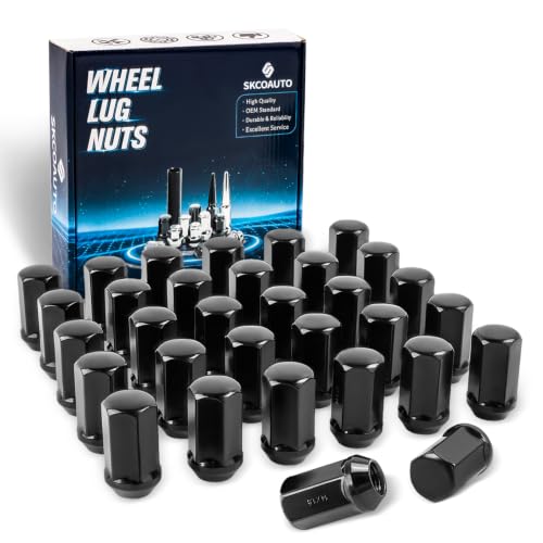 Image of 32pcs M14x1.5 Lug Nuts Part No 611-236 | Fit Silverado Sierra 2500 3500 2008-2024, Ram 2500 3500 2012-2024, Black Wheel Lug Nuts