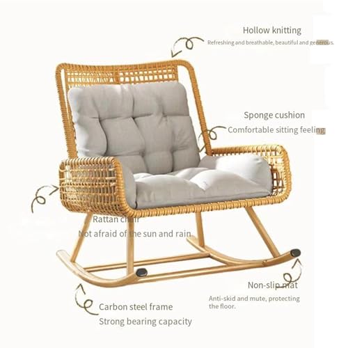 Fauteuil à bascule en rotin avec coussins ergonomiques contre le mal de dos - 4