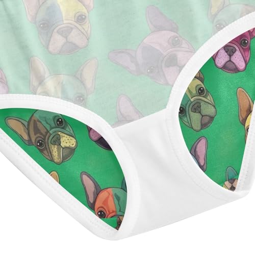 Toddler Panties, Cute Dogs Vibrant Green Cotton Girls Underwear, 2T–8 Years4