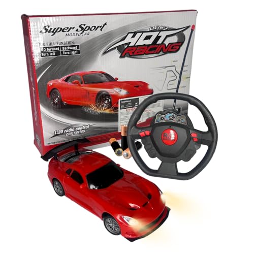 Carro de Controle Remoto Drift 1:20 com Farol de LED, Controle Volante, Pneus de Borracha, Caixa Mal