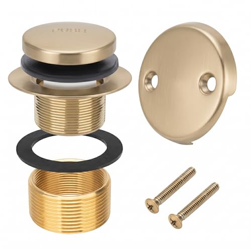 Garmaing Tip-Toe Champagne Bronze Tub Drain with Two-Hole Overflow Faceplate - 11.5/16 UNC - No...