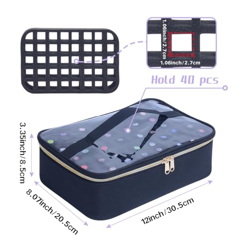 Small Clear Nail Polish Organizer Case Holds 40 Bottles(15ml-0.5fl.oz) Multifunctional Nail Polish Bag, Cosmetic Travel Makeup Bags for Women, Black2