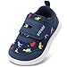 Toddler Boys Shoes Wide Toe Box Barefoot Sneakers | Baby First Walking Tennis Running Canvas Casual Preschool Flat Non Slip Comfortable Lightweight Outdoor (Navy, Size 7)