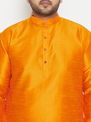 Image of Vastramay Plus Men's White Silk Blend Kurta Pyjama Set VPLUSMKWH001nPBL 44 | Independence Day