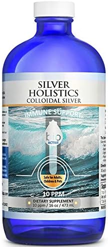Silver Holistics | Colloidal Silver Liquid | Natural Immune System Booster | 10 PPM Pure Ionic Silver Water | Daily Mineral Supplement | 16 oz Glass Bottle | Pet Safe