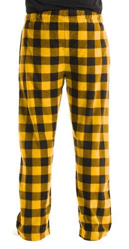 Image of #followme Men's Buffalo Plaid Pajama Pants - Micro Fleece Lounge PJs with 2 Pockets, Elastic Waist, Soft Sleep Pants S-XXXL