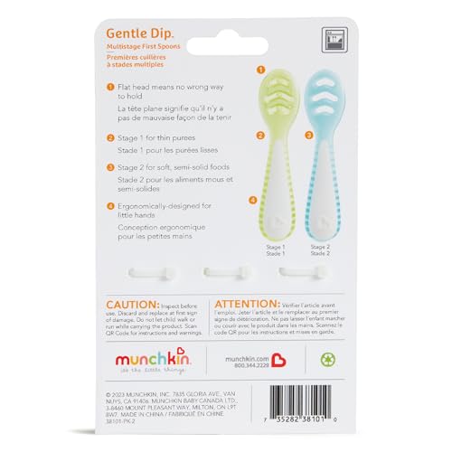 Munchkin® Gentle Dip™ Baby Spoons for Self Feeding and Baby Led Weaning, 3 Pack, Blue/Green by Munchkin - Image 7