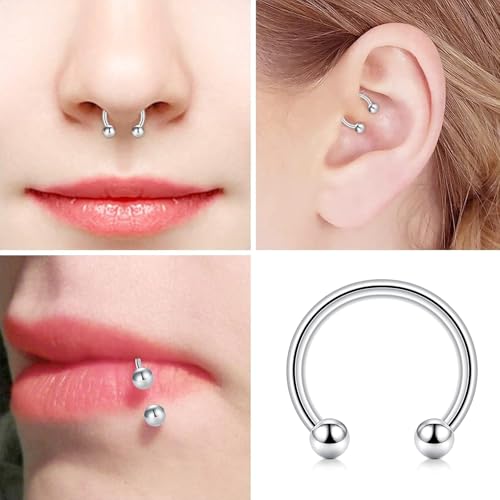 D.Bella 22G 20G 18G 16G 14G 12G 10G 8G 6G 4G 2G 0G 00G Surgical Steel Nose Septum Horseshoe Hoop Eyebrow Lip Navel Belly Nipple Piercing Ring Helix Tragus Daith Rook Captive Earrings Replacement Spikes3