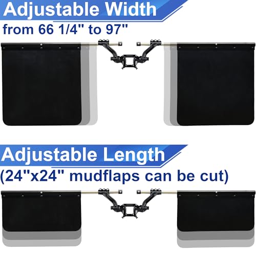 Image of 2 inch Hitch Mounted Mud Flaps 00108 Mud Flaps for Trucks Heavy Duty Adjustable Height and Width, Fits Most Types of Vehicles, Protects Trailers from Scratches and Dirt