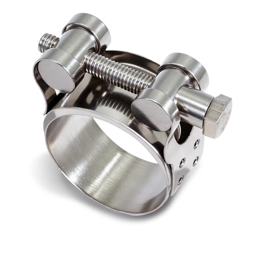 5 pcs Exhaust Hose Clamps 23-25mm T Bolt Hose Clip Stainless Steel Heavy Duty Tube Clamp Anti-Corrosion Quick Release Universal Fit for Cars Trucks Motorcycles Water Pipe Attachment Ship Industry