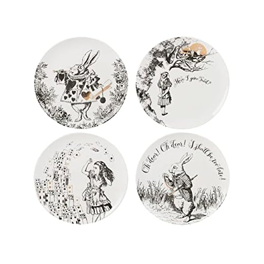 V&A Alice i Underlandet sidoplattor, 20,5 cm (8 tum) – (set med 4)