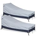 Outdoor Chaise Lounge Cover Waterproof 2 Pack, 420D Patio Lounge Chair Covers for Outside Pool Furniture, UV Resistant Chaise Cover with Air Vents & Windproof Buckles (Gray-Darkgray, 76''x32''x32'')