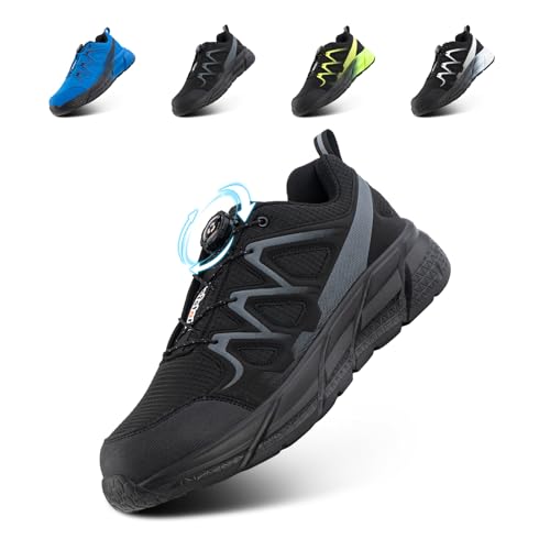 Loiston Chaussures de Sécurité Hommes Femme Basket de Securite Safety Shoes Chaussure de Travail Cuisine Chantier Légère Confortable Noir EU40