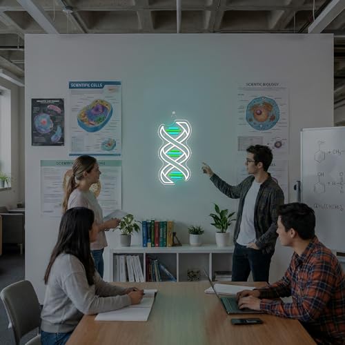 Image of Horseneon DNA Classroom Neon Sign Science Educational LED Wall Decor for Biology Labs, Teacher Gifts & Student Study Areas, USB-Powered with Adjustable Brightness